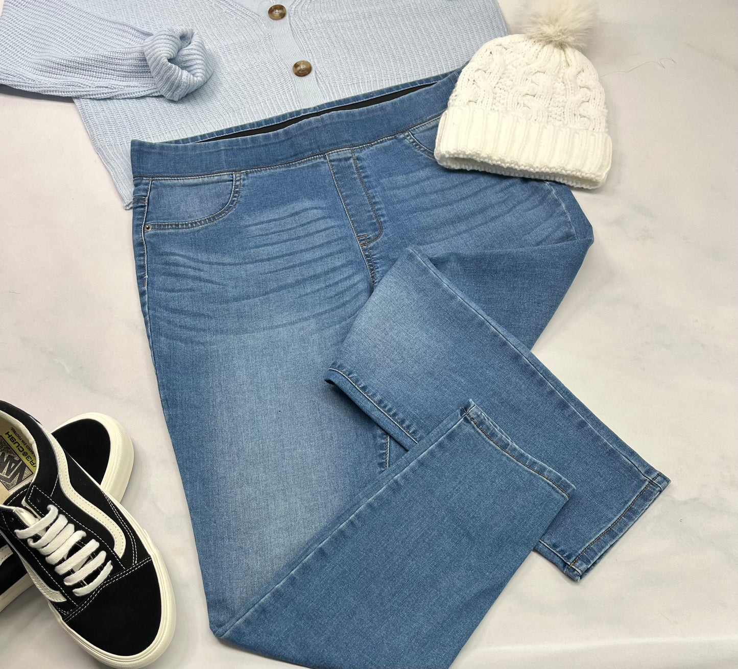 ❄️ Skinny legging : jeans mou XL/ femme comme neuf à part une mini ombrage ultra flou sur un genou.