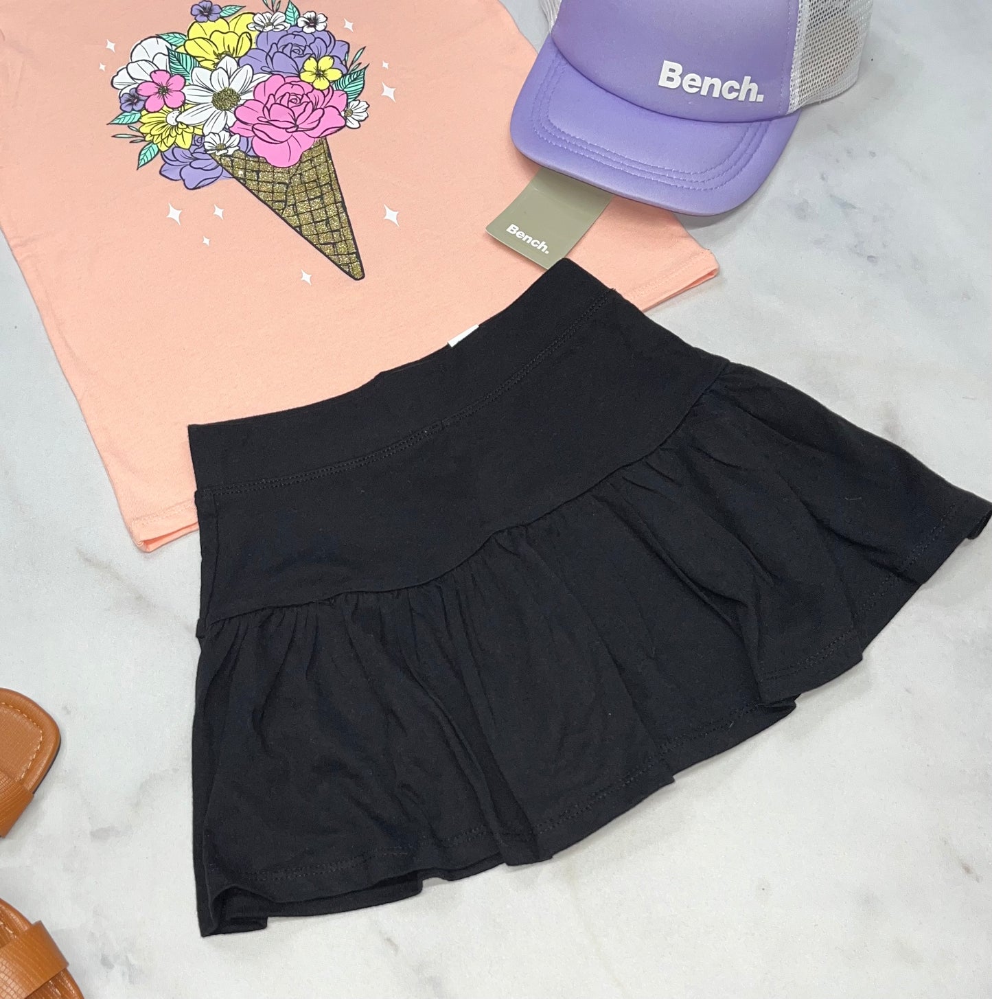 ☀️Jupe noir avec : short intégré 5-6 ans fille neuve.