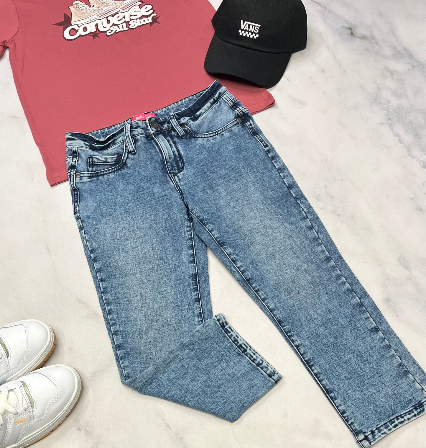 🌷 Capri jeans : long Suko super mou confo . 14(13-14 ans ) fille ajustable comme neuf !!