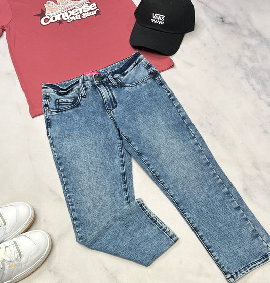 🌷 Capri jeans : long Suko super mou confo . 14(13-14 ans ) fille ajustable comme neuf !!