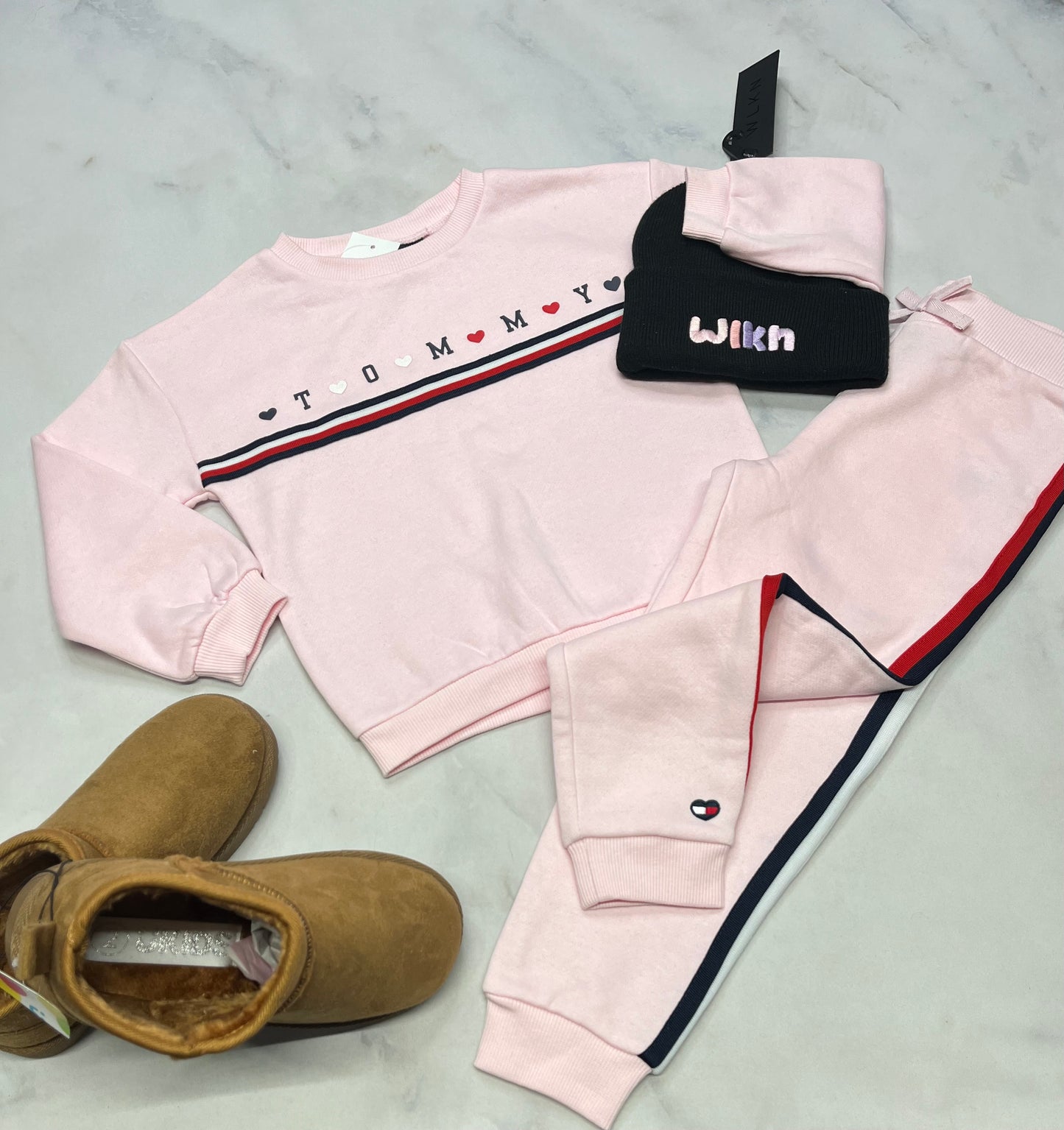 💝Tommy fille : Ensemble 2 pièces en ouaté rose neuf !