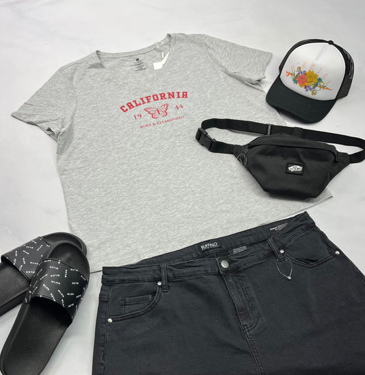😍 T-Shirt gris : fait + XL femme coupe confo neuf !