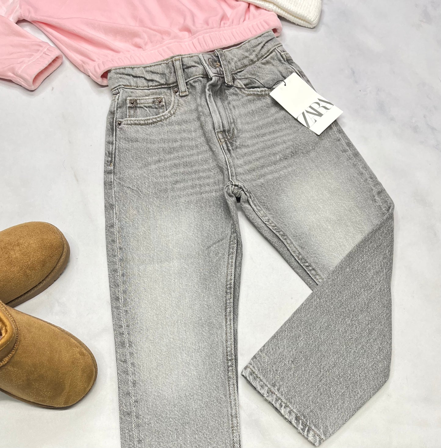 💕ZARA: MOM jeans fait 5-6 ans fille taille ajustable neuve .