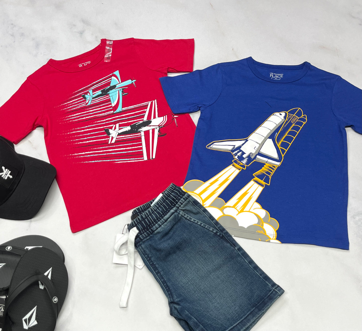 🤩🤩Duo : 1x Lot de 2 t-Shirt avion neuf ! 4 ans garçon .