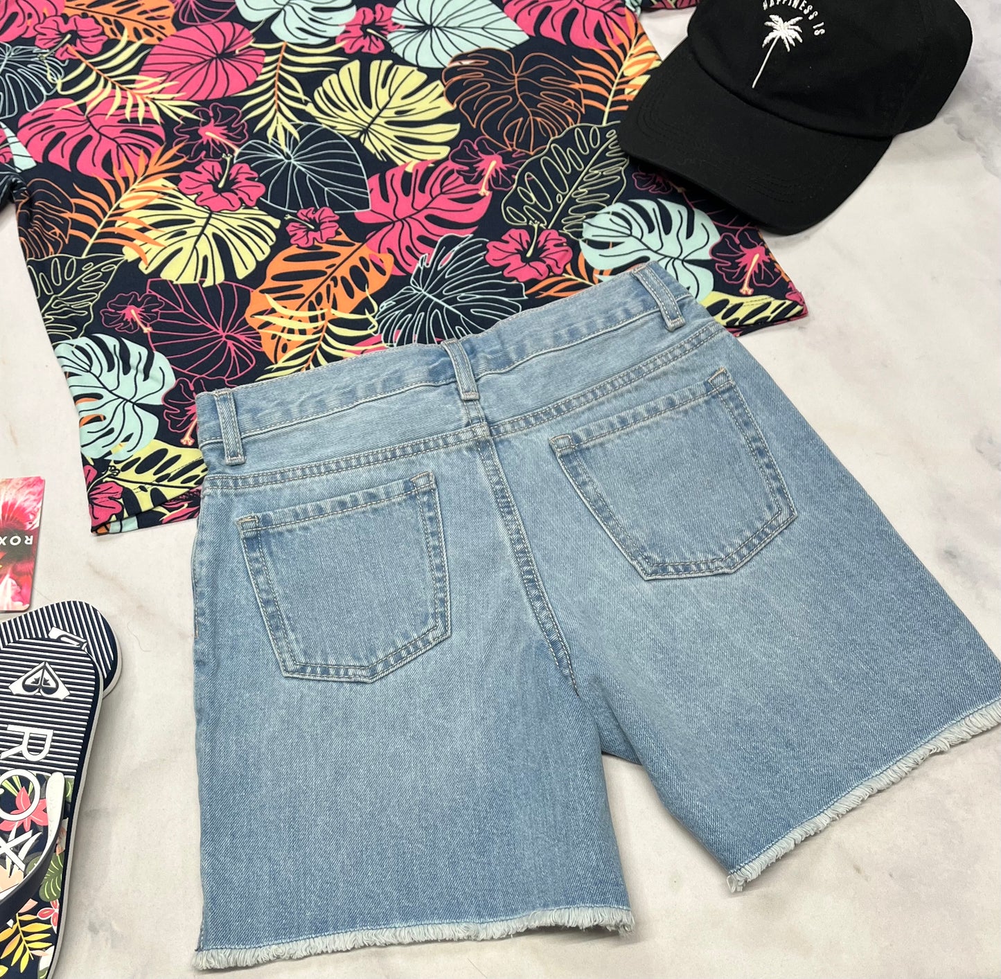 🌿 Short jeans : molle confo + 10-12 ans fille ajustable neuve !