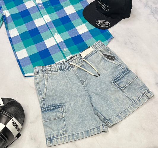 🩵 Short : jeans cargo Arsenic 10-12 ans garçon molle confo neuve .