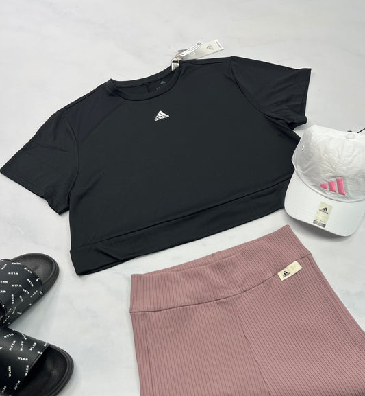 🩷 Manche courte : Adidas beau tissu soft L/ femme look écourté neuf !