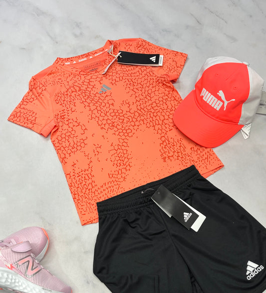😍 Manche courte : Adidas corail en tissu de sport stretch 6 ans fille neuf !