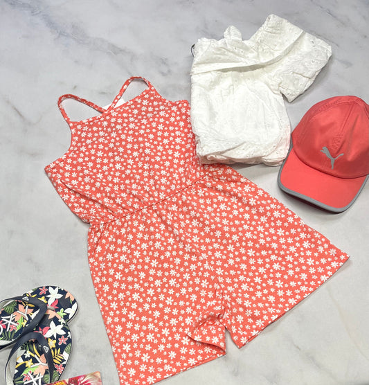 😍 1 pièce : short fleurie corail . Souple confo 10 ans fille neuf !