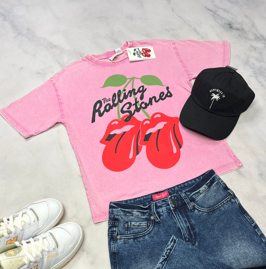 😍 ZARA : manche courte Rolling Stone rose vieillit ( + 12-13 ans ) fille neuf !