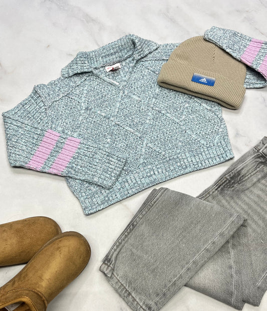 ❄️ Tricot avec col Polo : look tendance neuf ! + 9-10 ans fille stretch .