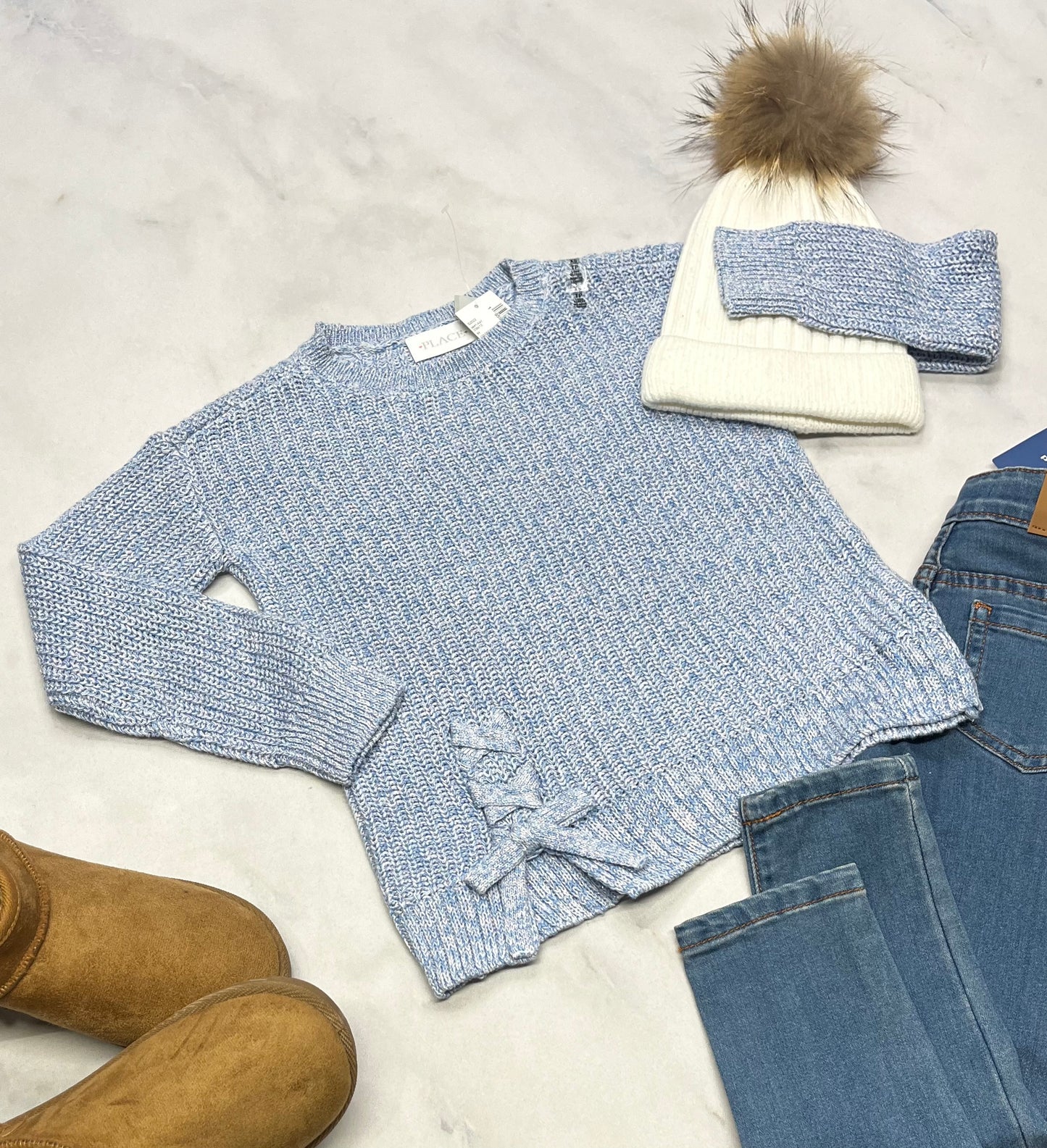 ❄️ Tricot bleu : Brillant dans le tissu superbe et stretch . 4 ans fille neuf!