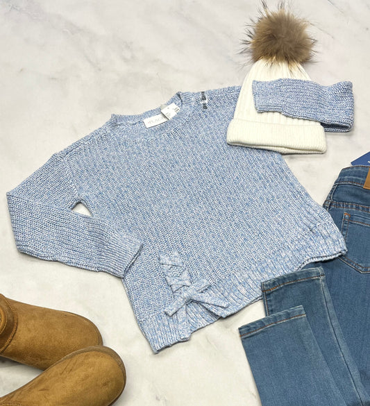 ❄️ Tricot bleu : Brillant dans le tissu superbe et stretch . 4 ans fille neuf!