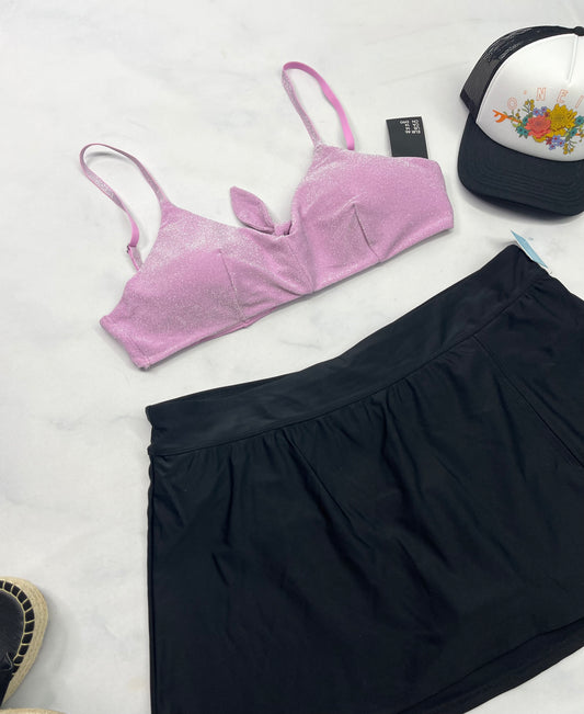 💦 Top : maillot 14 ans XL/ femme ajustable fait ( L-Xl) . Bretelles ajustable tissu scintillant .