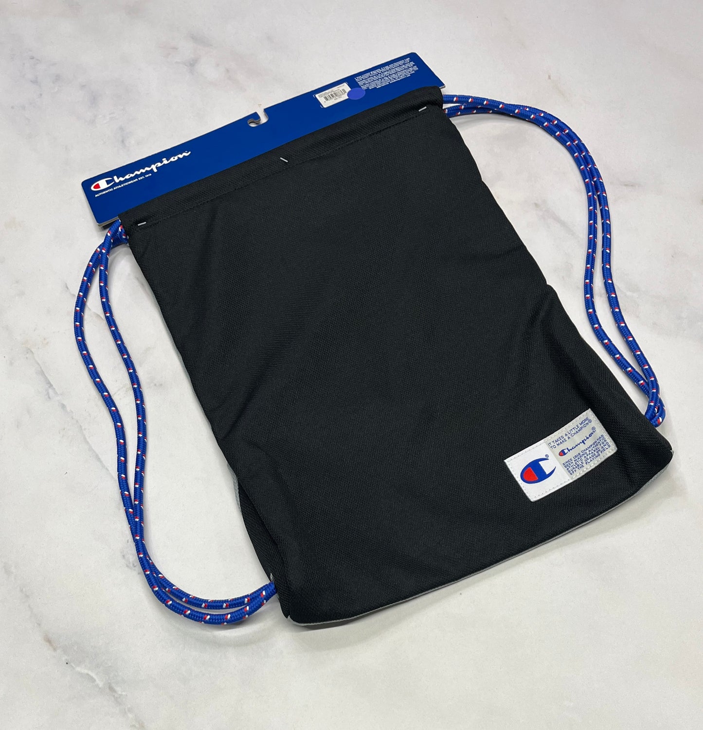🤩 Sac Champion : gris et noir . Avec pochette à zip intérieur . Pour souliers ou vêtements. Neuf !