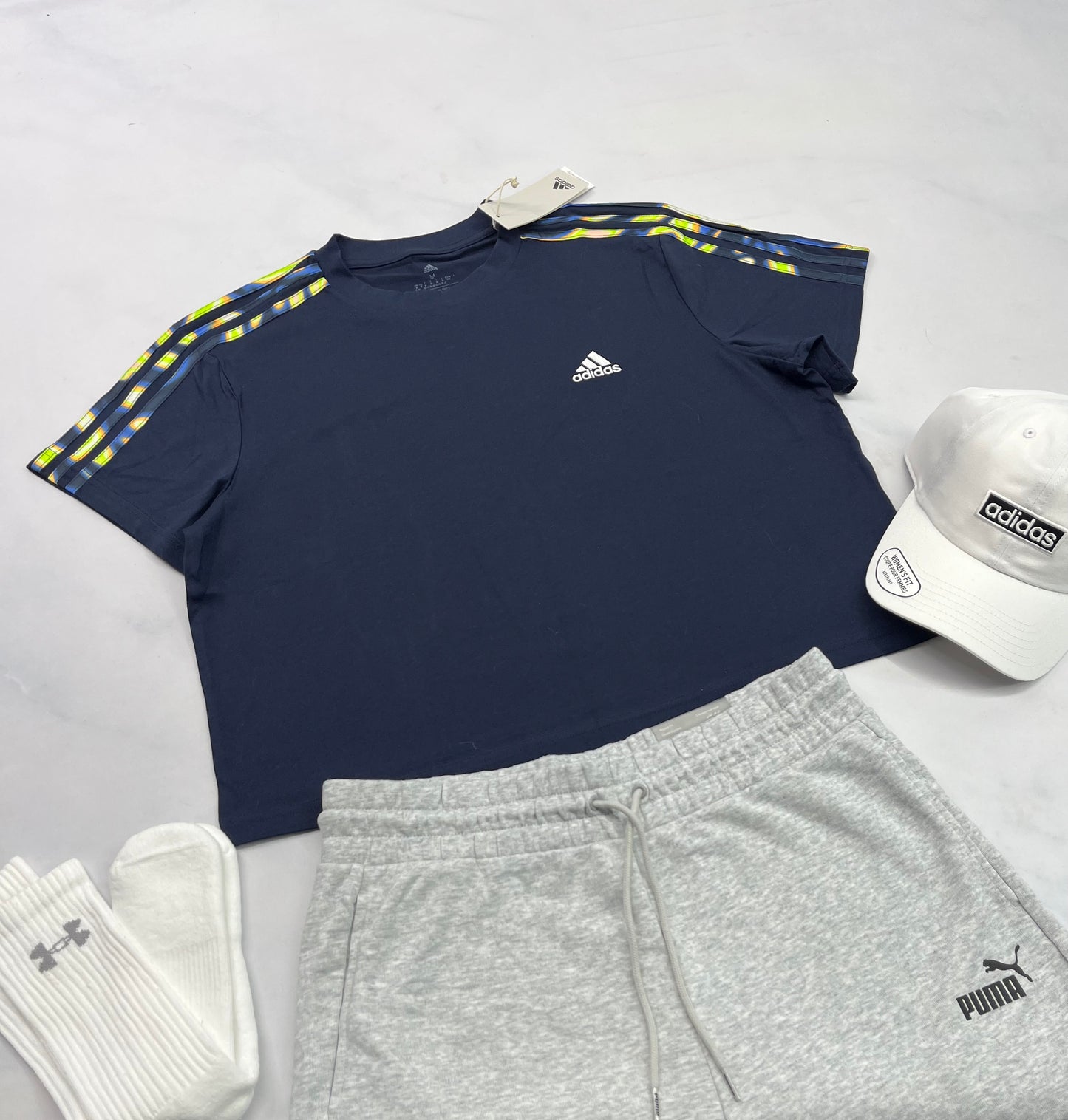 🌴 Adidas manche courte : marine mi hanche neuf ! M/femme neuf !