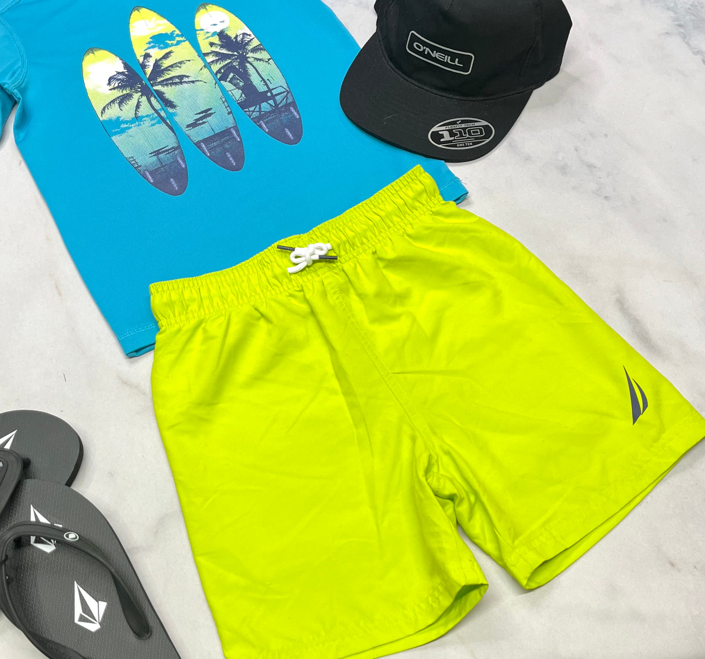 💦 Maillot : Nautica lime 7-8 ans ( 7 ans confo ) garçon neuf !
