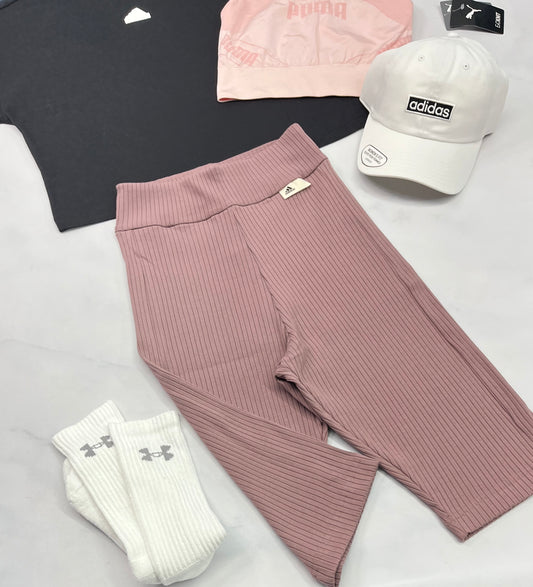 💕 Cuissard Adidas : texturé taille haute ( vieux rose ) Small femme stretch neuf !