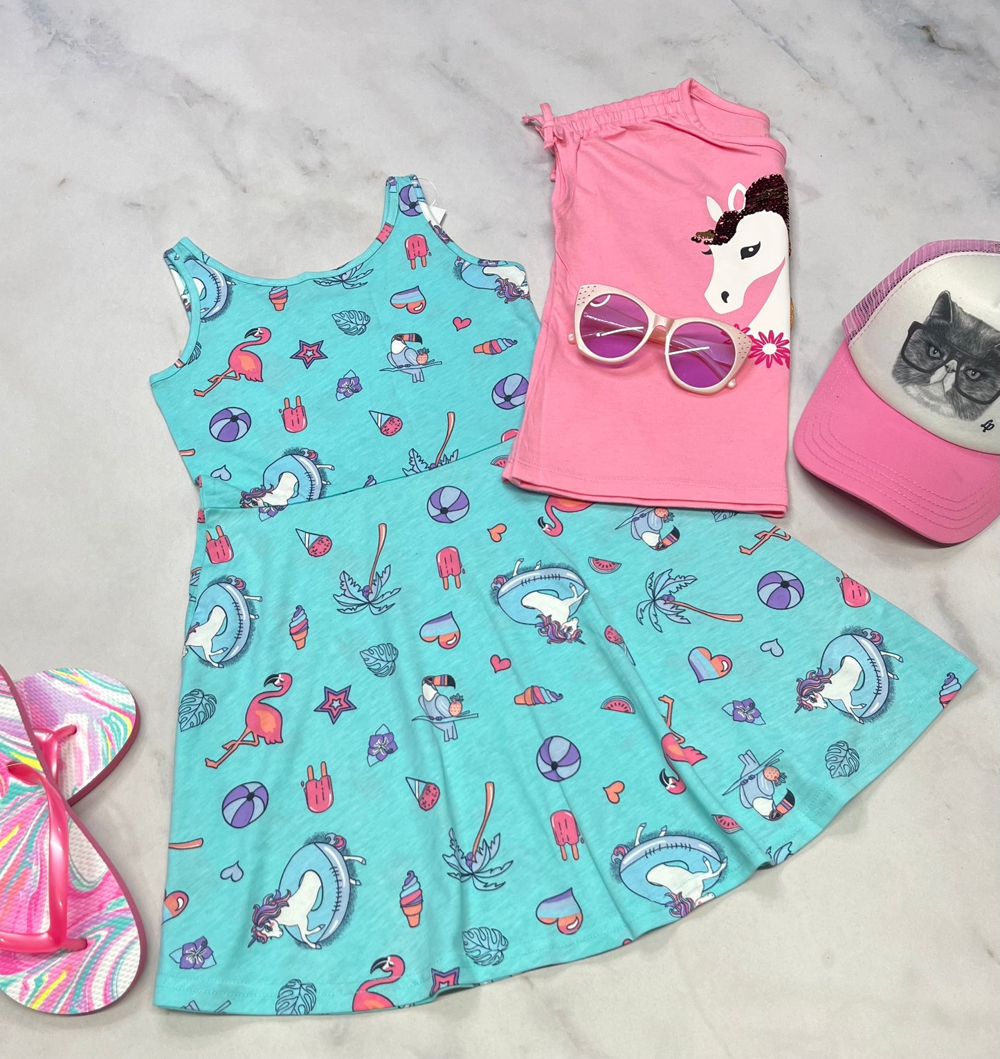 🩵 Robe : turquoise 5-6 ans fille Place neuve .
