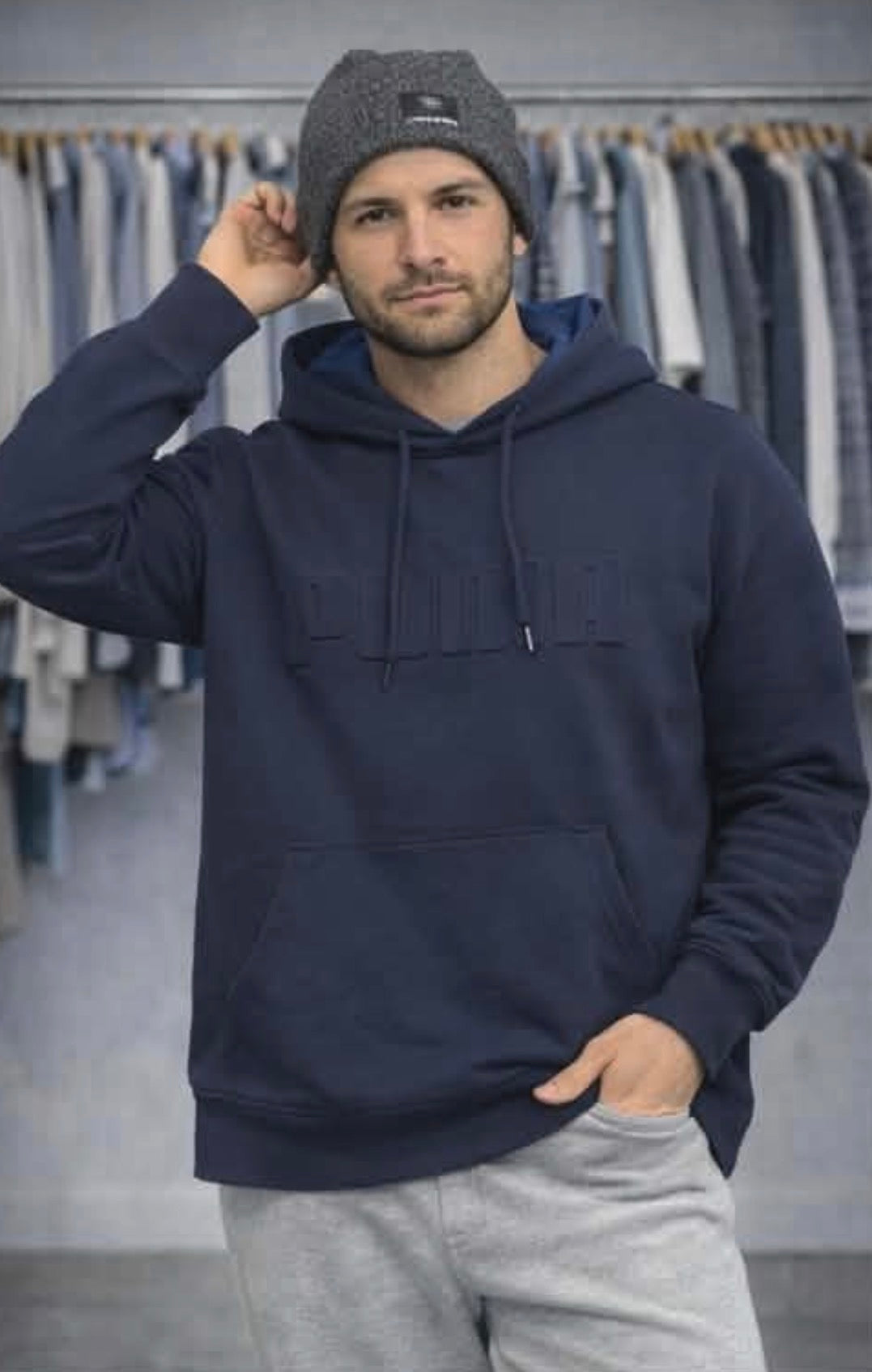 ❄️ Cagoule : PUMA marine logo bomber ton sur ton au devant . Neuve ! L( fait + M/ homme confo )