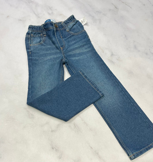 Jeans jambe droite taille élastique .
