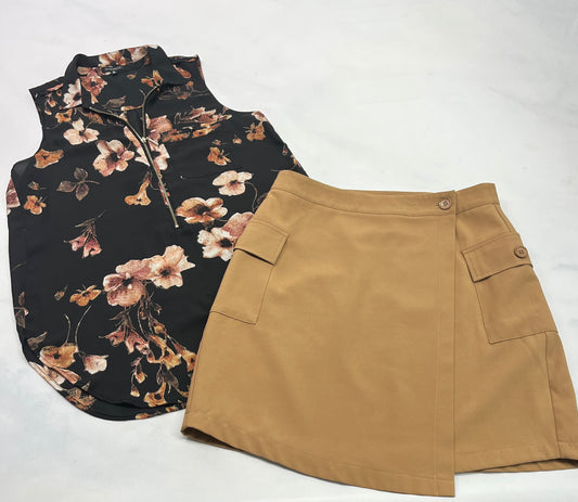 ..Duo comme neuf! Camisole Dynamite avez zip M/ femme (6-7 ans ) comme neuve +..Jupe tissu chic mou M( fait 6-7 ans ) comme neuve .