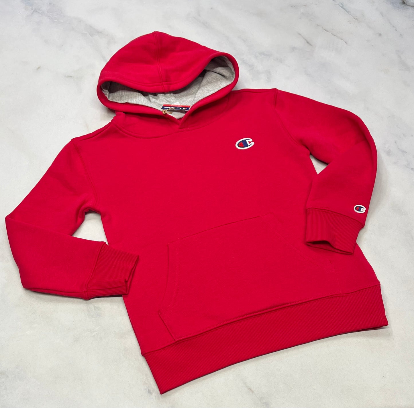 Champion : Cagoule rouge en ouaté 6 ans neuve .