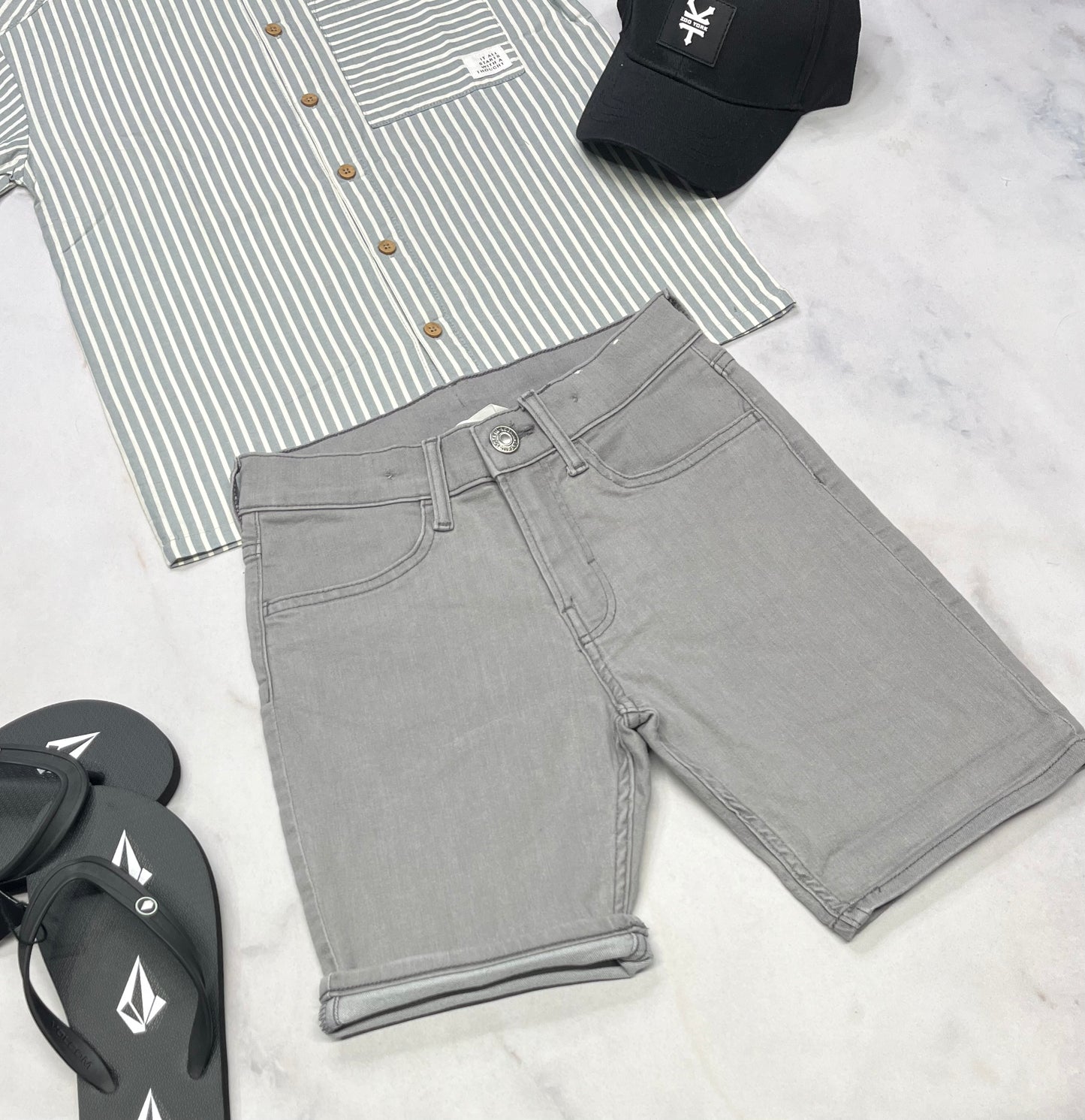 🌴 Bermuda : Jeg.jeans stretch mou 8-10 ans garçon ajustable neuf !