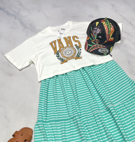 ☀️ VANS : Manche courte look écourté neuf ! 7-8 ans fille coupe relax neuf !