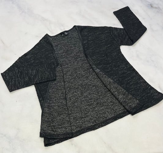 Veste noir : tissu brillant bande noir effet cuir ! Super état .