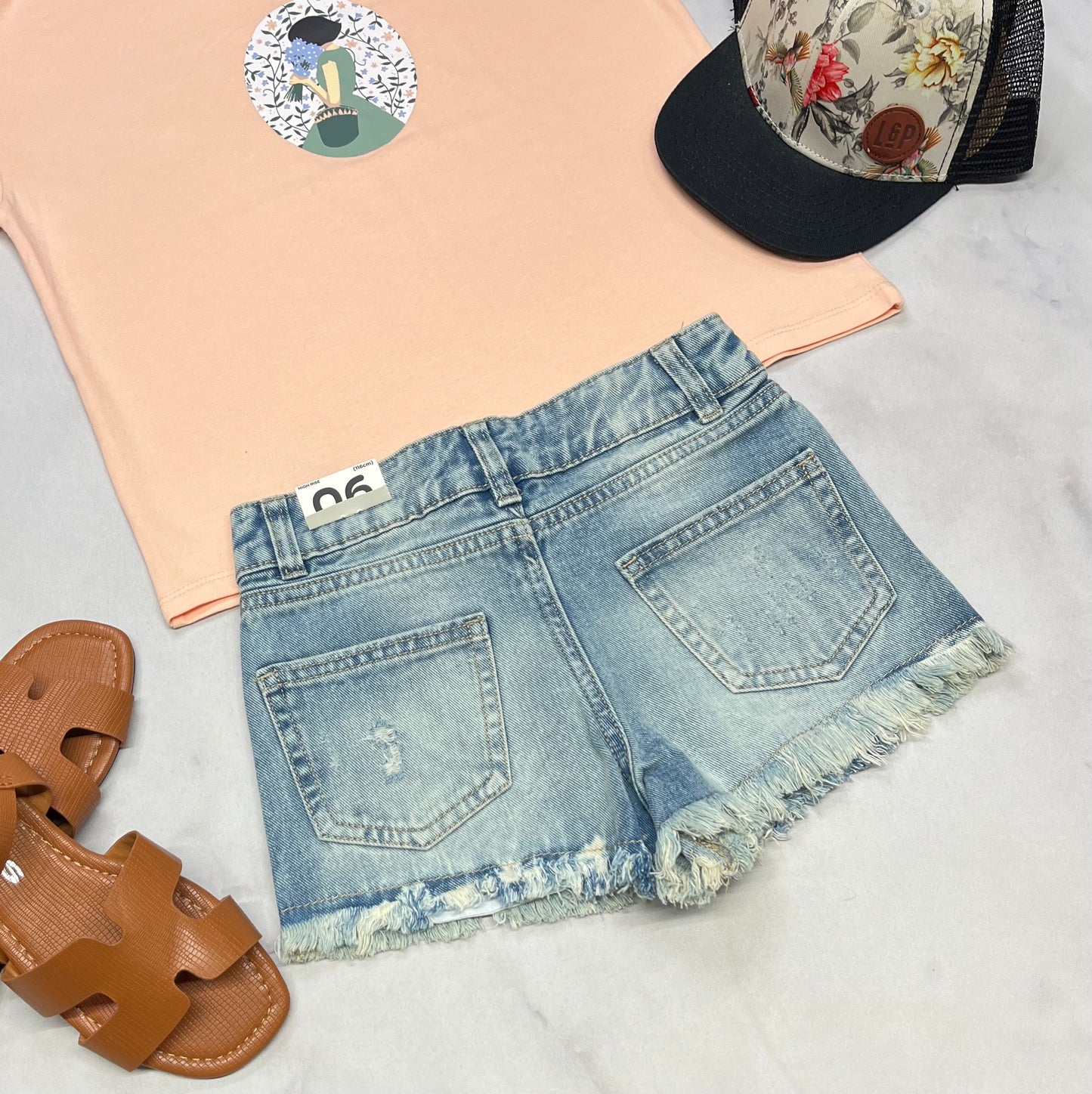 🌿 Short jeans : taille haute et ajustable 6 ans fille neuve !