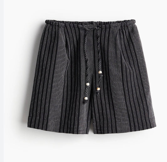 🌿 Short : look lin texturé ! Fait L/ femme coupe confo neuve ! Cordon d’ajustement à la taille .