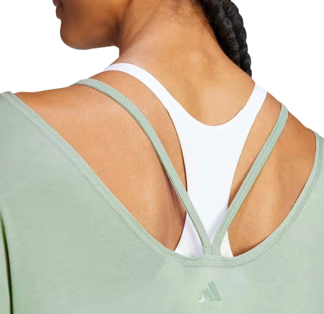 🌿Adidas manche courte : vert incroyable Small femme relax fit neuf ! Dos superbe !