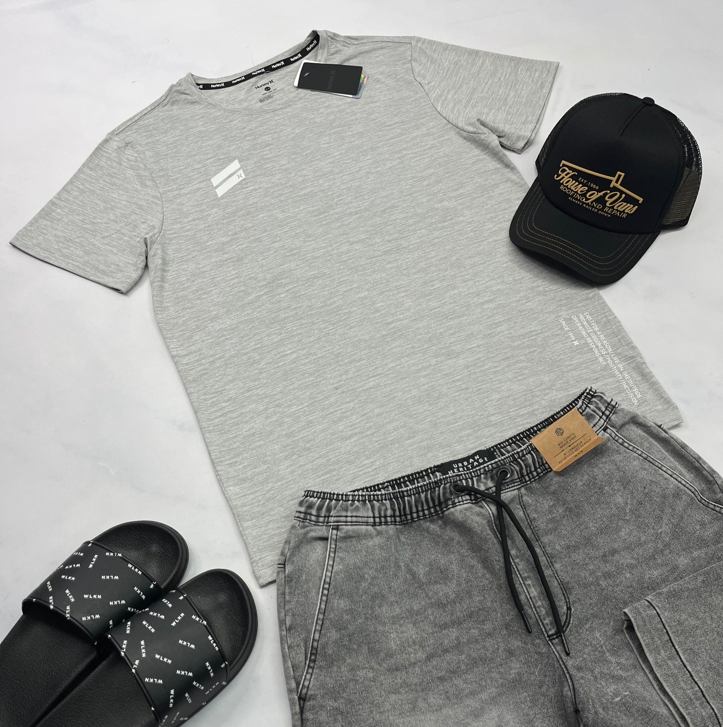 🌴 Manche courte : Hurley gris en tissu hyper doux et stretch M/ homme neuf !