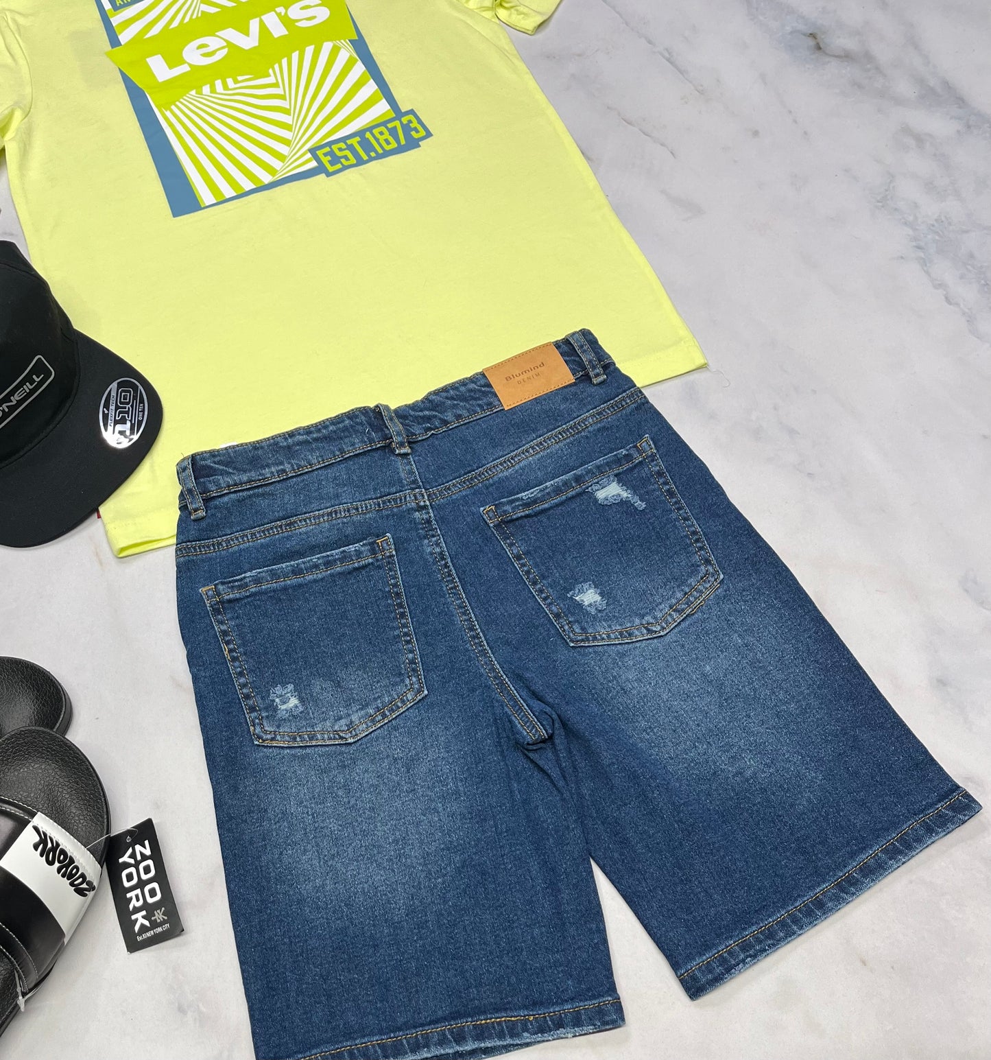 🤩Bermuda : jeans mou Blum 12 ans garçon ajustable neuf !