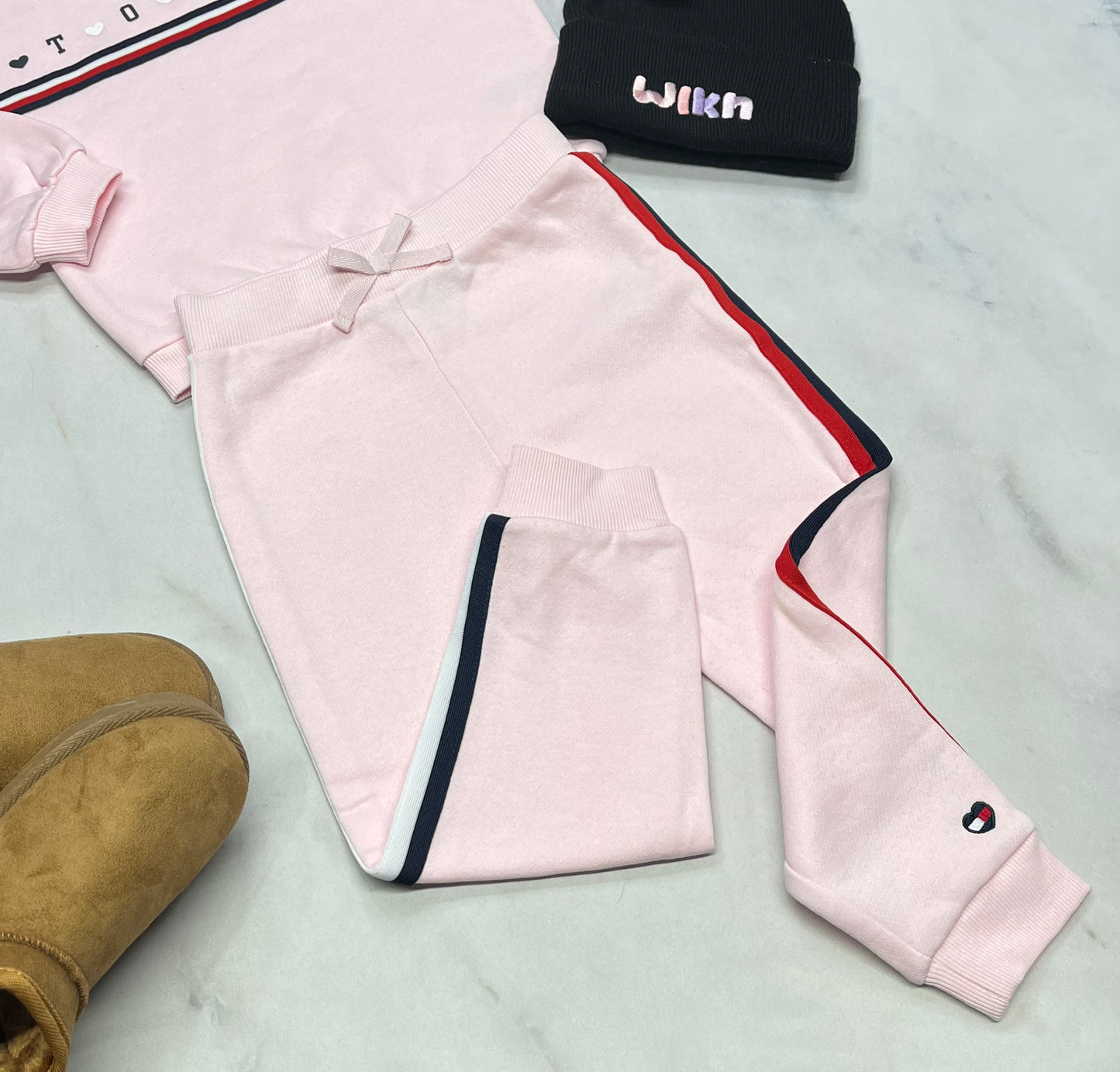 💝Tommy fille : Ensemble 2 pièces en ouaté rose neuf !