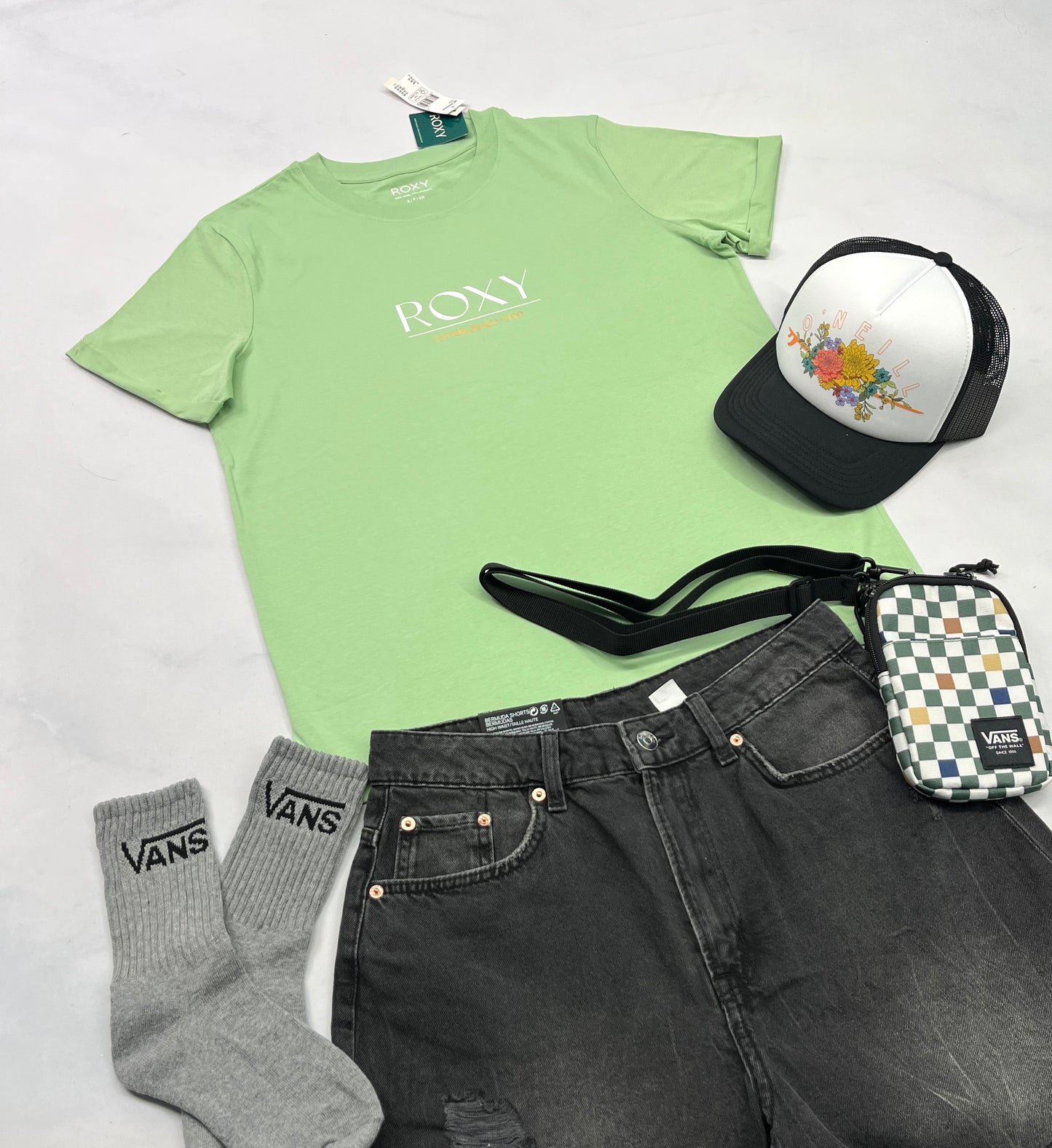 🌴 T-Shirt : ROXY vert tendance S/ femme coupe confo neuf !