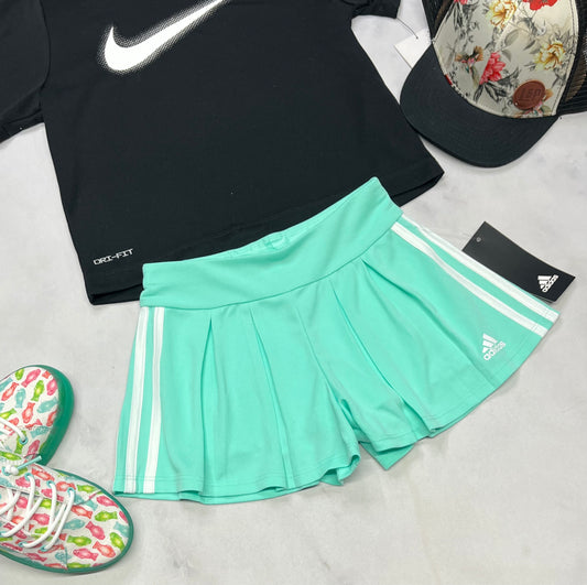 🤩 SHORT turquoise : Adidas (effet look jupe ) stretch confo . Gr :6-6x neuve ! Superbe .