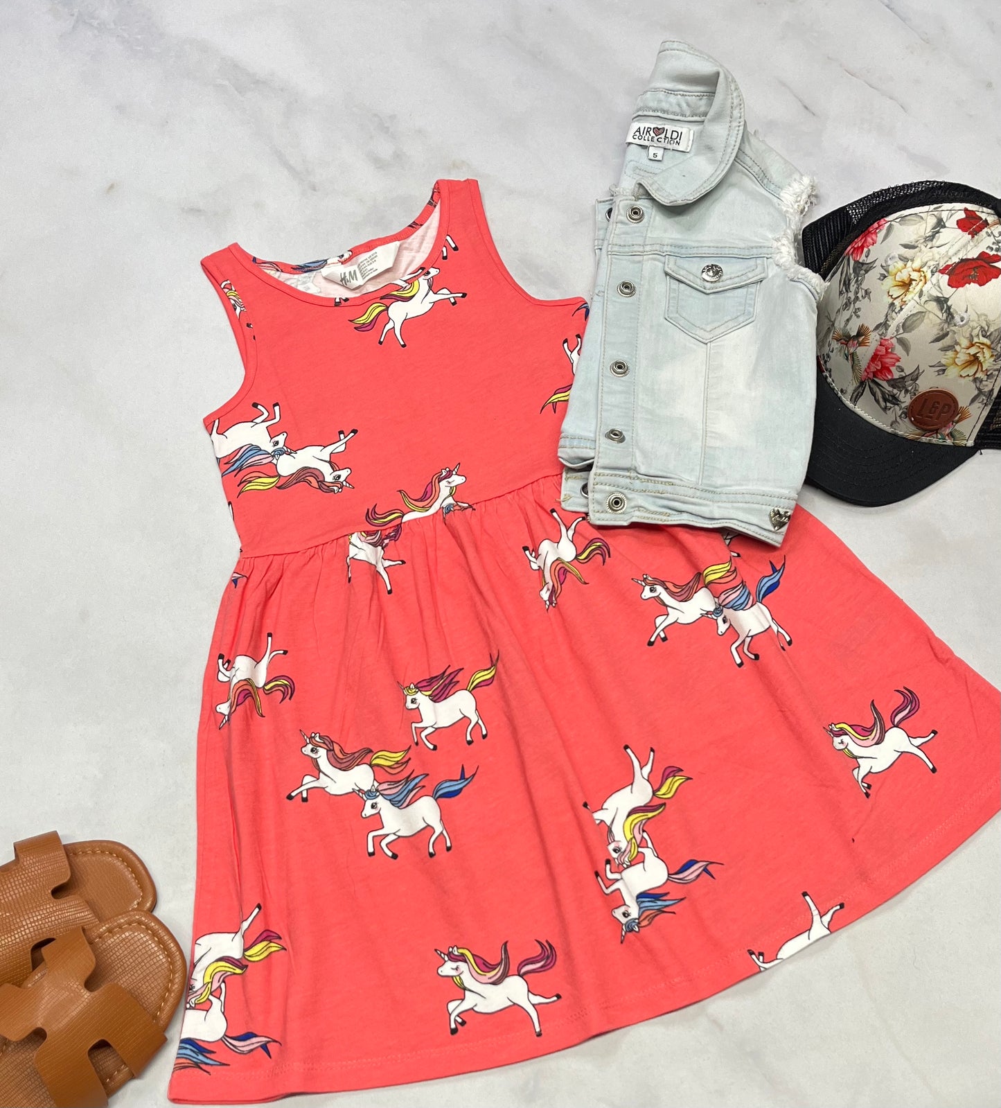 😍 Robe corail : licorne 5 ans fille neuve .