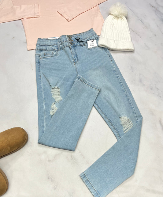 🌸Skinny jeans : Stretch taille haute neuve . 10 ans fille .