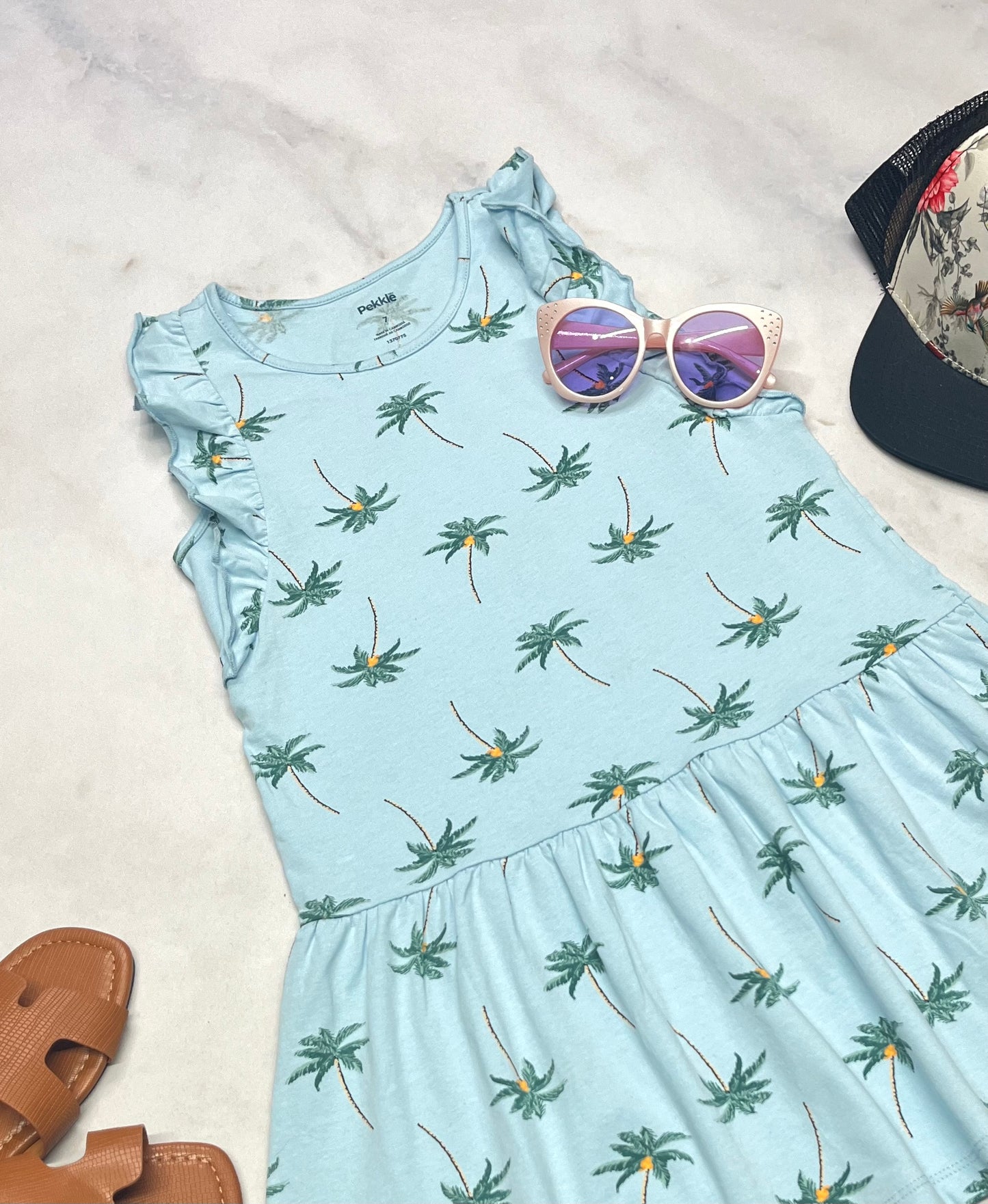 🌴Robe : Pekkle en beau coton soft stretch 7 ans fille neuve .