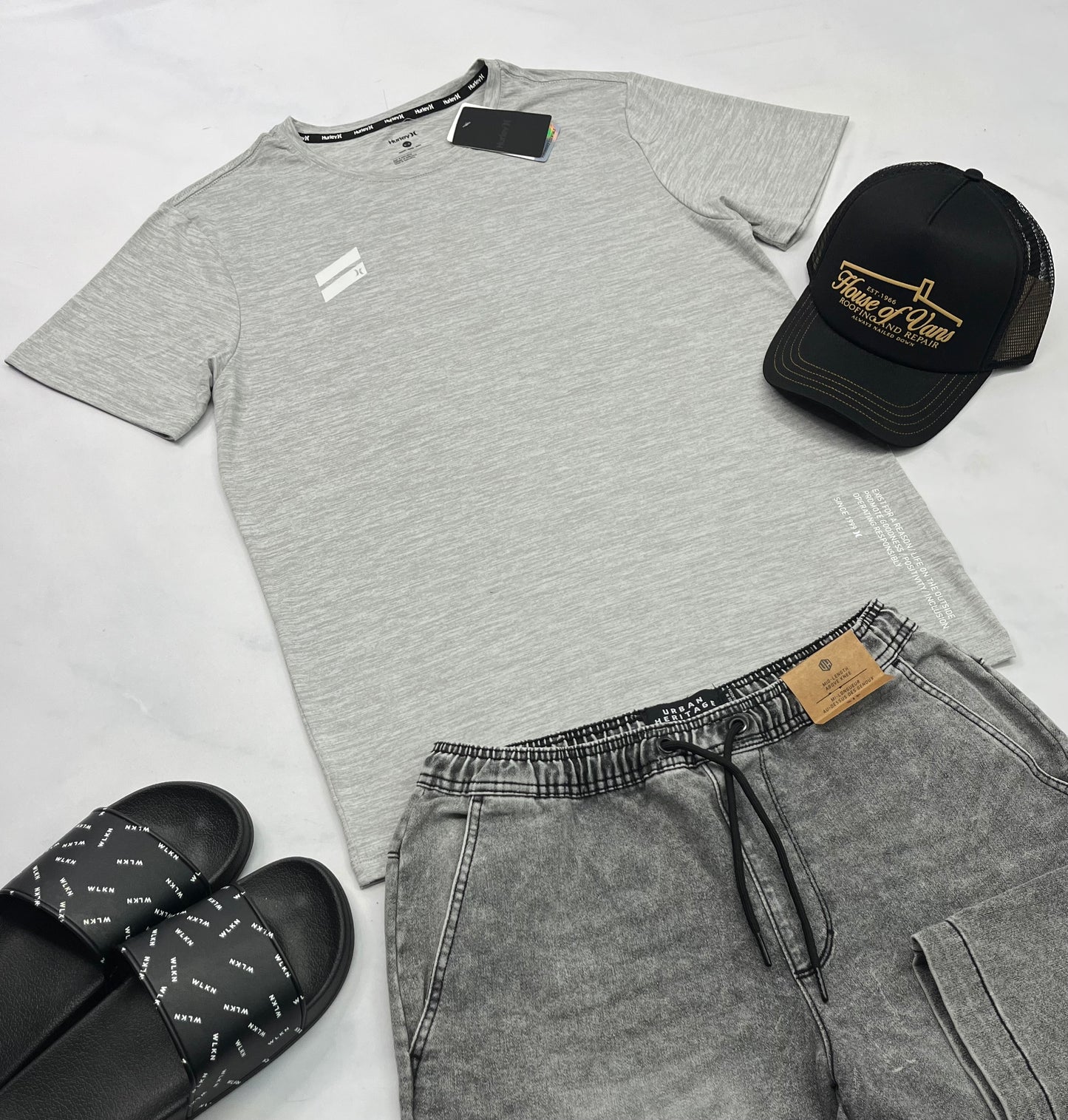 🌴 Manche courte : Hurley gris en tissu hyper doux et stretch M/ homme neuf !