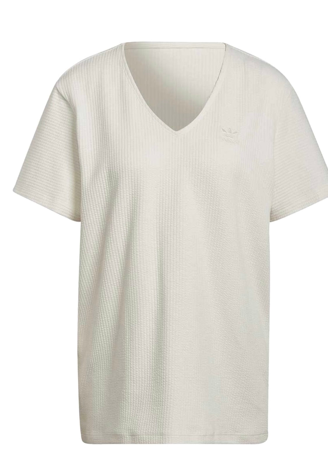 🌿 Adidas : T-Shirt soft stretch ( crème pâle ) look texturé . Logo brodé ton sur ton au devant . Superbe fait L/ femme neuf !