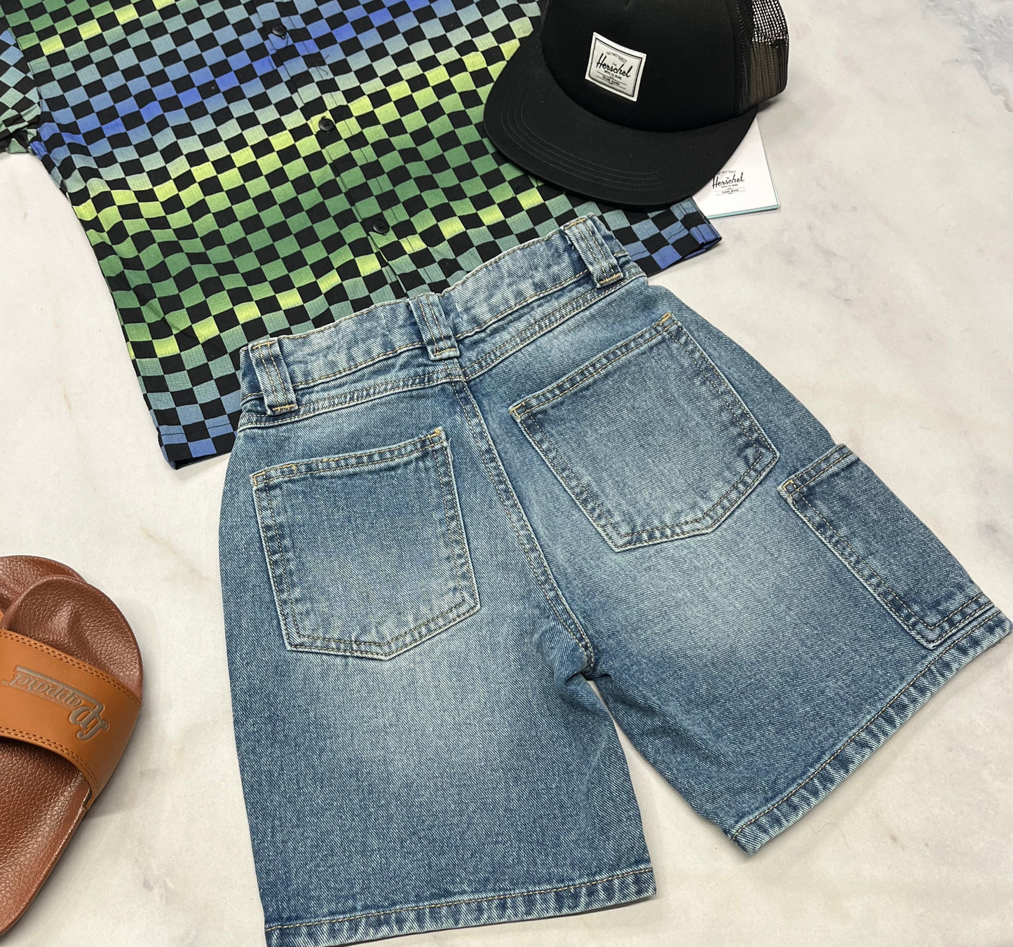 💚 Bermuda jeans : 5-6 ans garçon ajustable coupe tendance neuve !