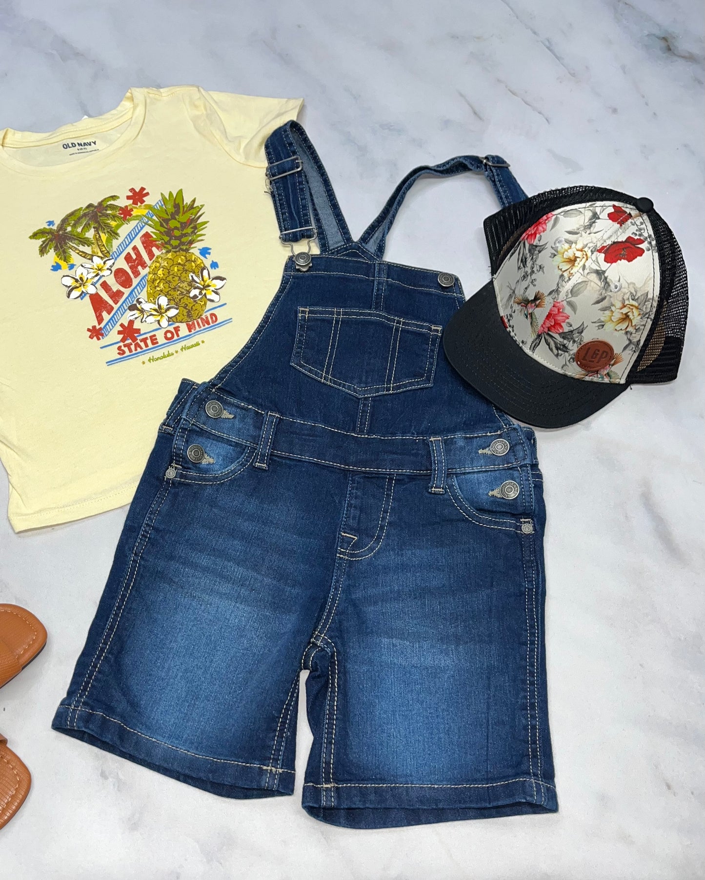 🌴 Salopette : Studio en tissu jegging mou fait 5-6 ans fille ajustable comme neuve .