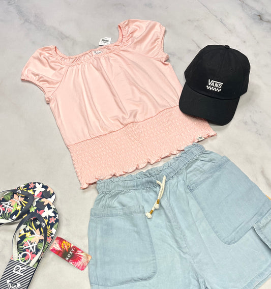 🌸 Haut rose : Abercrombie 14-16 ans fille neuf ! Look écourté. Bande élastique à la taille et au col/manches.
