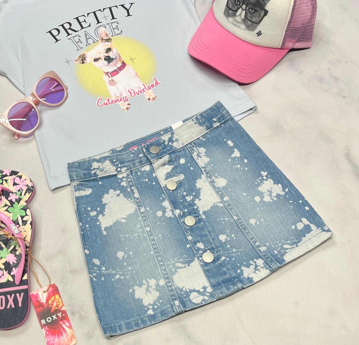💙 Jupe : jeans look tie dye 5 ans fille mode tendance neuve !