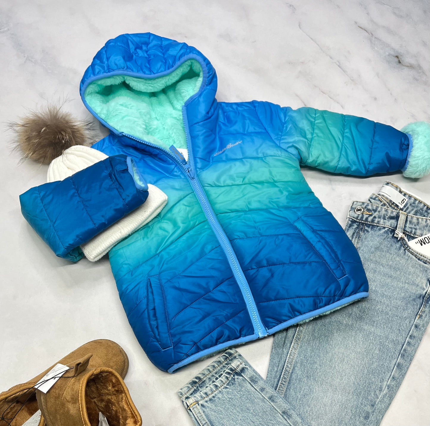 🦋 Manteau : Mi-saison RÉVERSIBLE . 6 ans fille neuf !