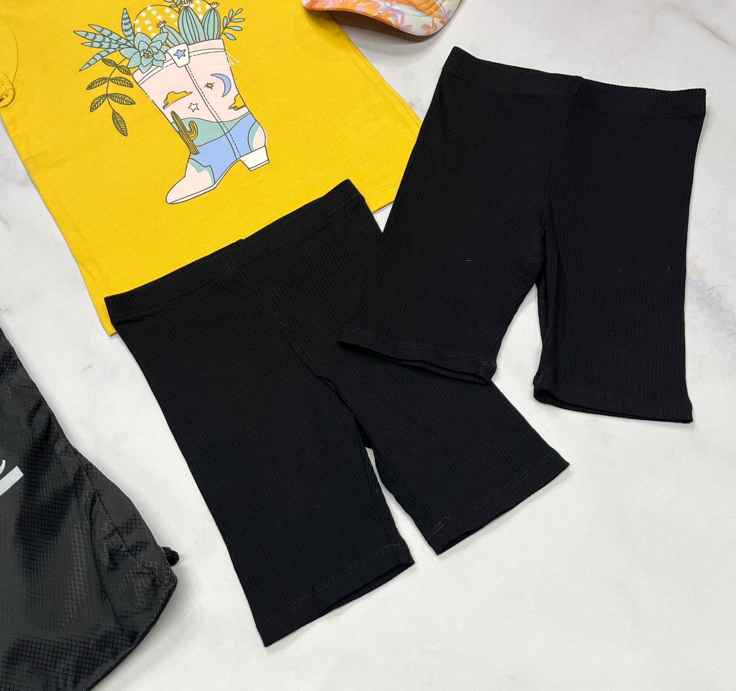 🌼 Duo : (2x cuissards noir texturé / rib stretch ) 4-5 ans fille neuf !