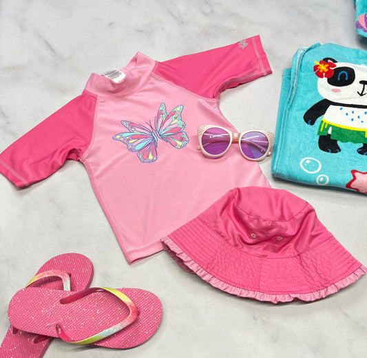 💦 Duo neuf ! Chandail maillot et chapeau UV skinz réversible . Fait 4 ans .